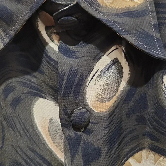 Hand Made Button Down Collar Blouse Gold And  Brown Colors - Picture 3 of 9